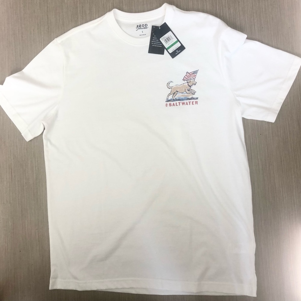 IZOD Saltwater Americana Crew Neck Classic Fit Graphic T-Shirt size Large NWT - Picture 4 of 9
